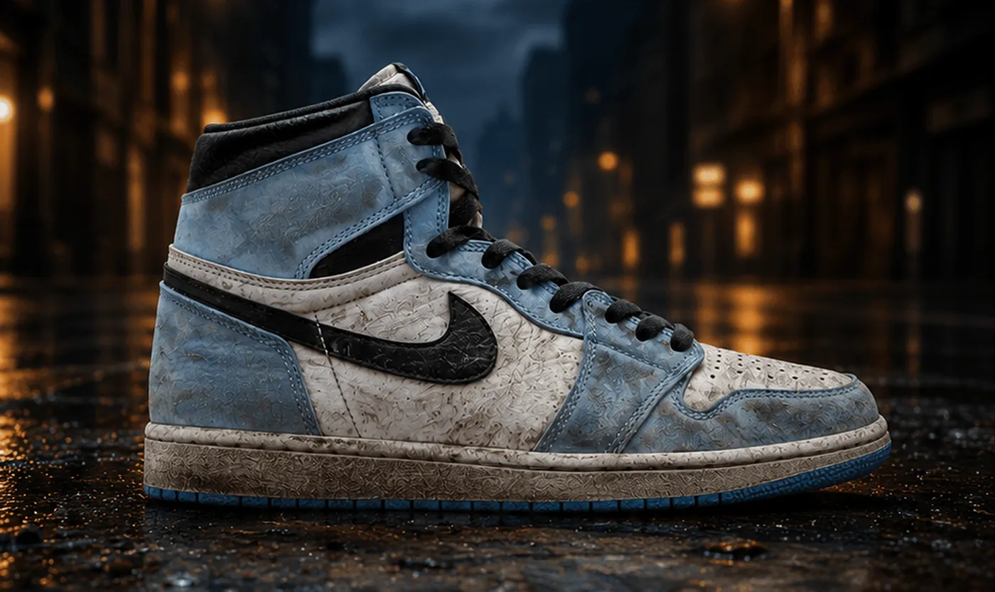 Pereche de sneakers înainte de curățare — material îngălbenit, murdărie adâncă și talpă pătată